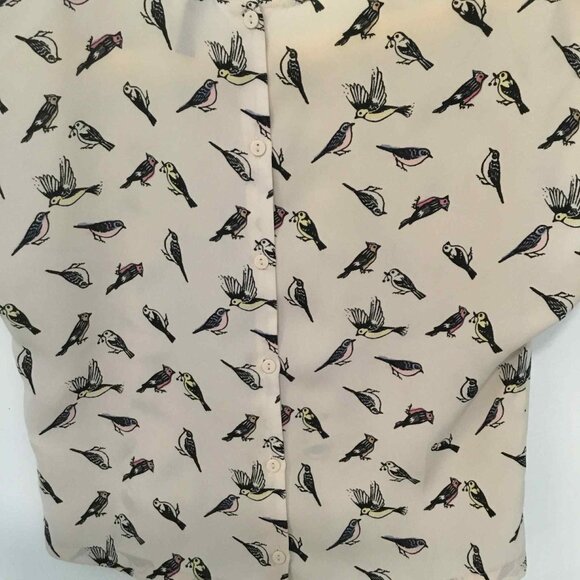 Blouse with Birds and Buttons on Back, Size Small - Picture 3 of 6